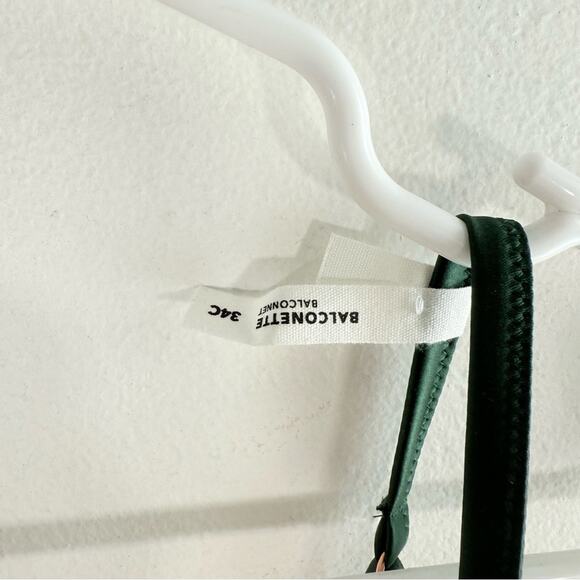 NWOT Aerie The Balconette Deep Olive Green Cream Lace Unlined Wire Bra 34C - Picture 3 of 9